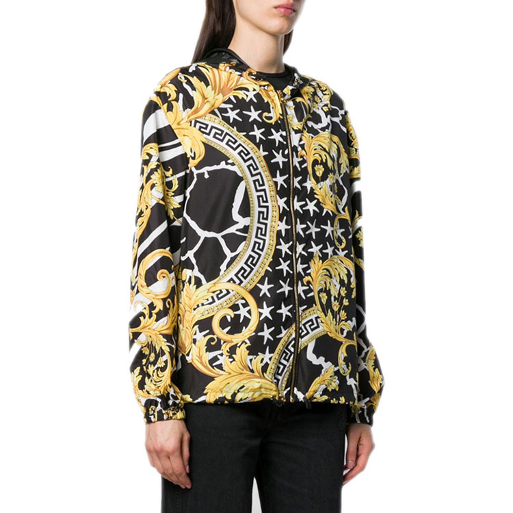 (Women) Versace Black Printed Zip-Up Hooded Jacket A84010-A231034-A7900 圖 4