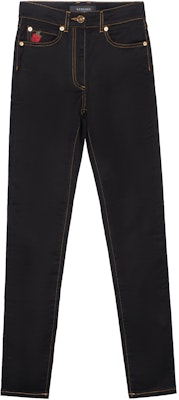 (W) VERSACE Celana Jeans Skinny Hitam Bordir Mawar A84996-A235996-A8008 Buy (W) VERSACE Celana Jeans Skinny Hitam Bordir Mawar A84996-A235996-A8008