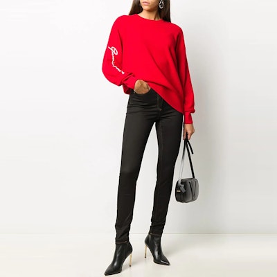 (W) VERSACE Celana Jeans Skinny Hitam Bordir Mawar A84996-A235996-A8008 Lookbook (W) VERSACE Celana Jeans Skinny Hitam Bordir Mawar A84996-A235996-A8008