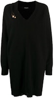(Women) VERSACE Black Safety Pin Knit Long Sleeve Dress A87164A-235900-A1008 (Women) VERSACE Black Safety Pin Knit Long Sleeve Dress A87164A-235900-A1008
