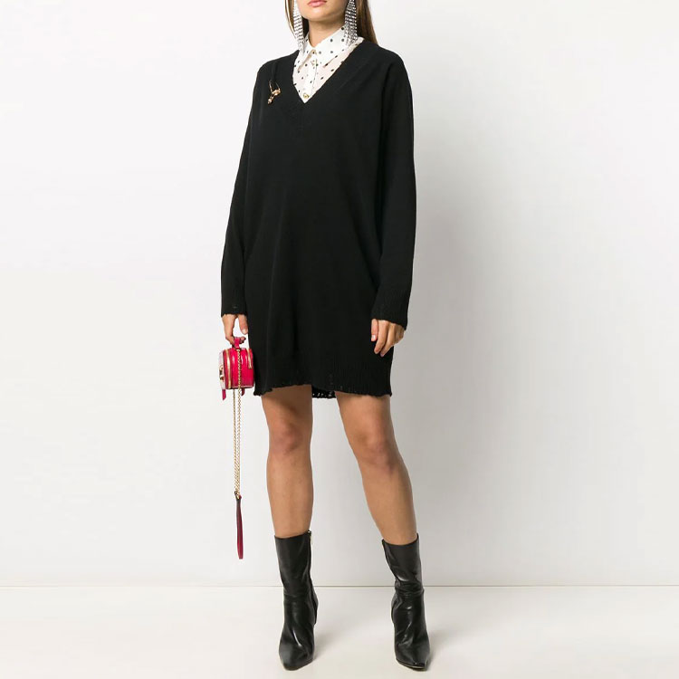 Lookbook (W) 范思哲 黑色安全别针针织长袖连衣裙 A87164A-235900-A1008