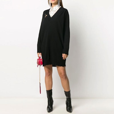 (W) 范思哲 黑色安全别针针织长袖连衣裙 A87164A-235900-A1008 Lookbook (W) 范思哲 黑色安全别针针织长袖连衣裙 A87164A-235900-A1008