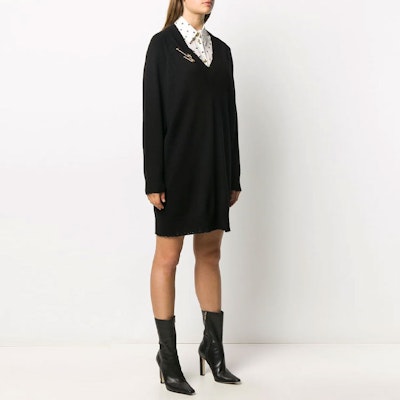 (W) 范思哲 黑色安全别针针织长袖连衣裙 A87164A-235900-A1008 Purchase (W) 范思哲 黑色安全别针针织长袖连衣裙 A87164A-235900-A1008