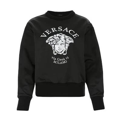 (Women) VERSACE Black Solid Letter Print Long Sleeve Sweatshirt A884051-F00108-1P250