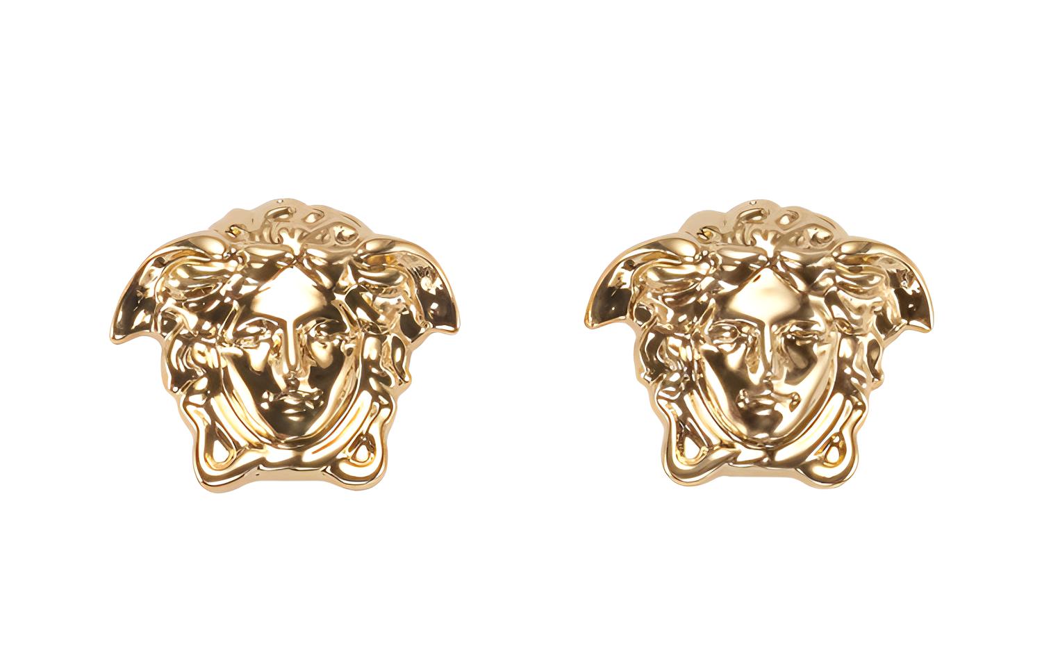 (Women) VERSACE Bright Medusa Brass Stud Earrings Gold DG2E533-DJMT-D00O