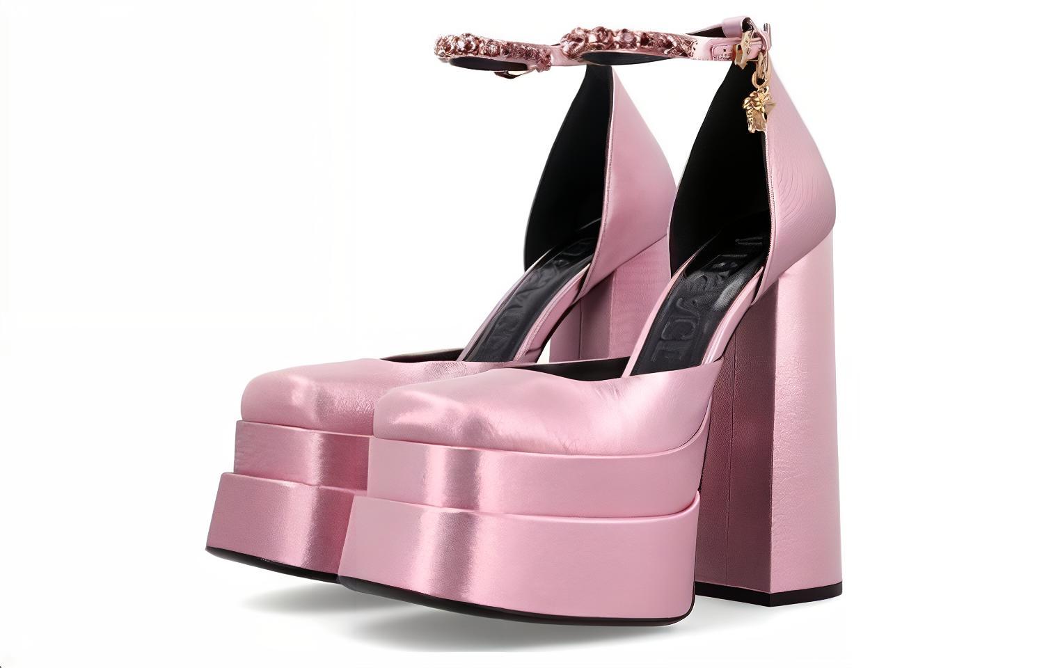 (W) Versace Buckle 'Fashion Chunky High Heel Pink' 圖 3