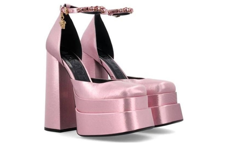 (W) Versace Buckle 'Fashion Chunky High Heel Pink' 圖 4