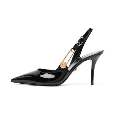 (W) Versace Buckle Fashion Stiletto High Heels 'Black'