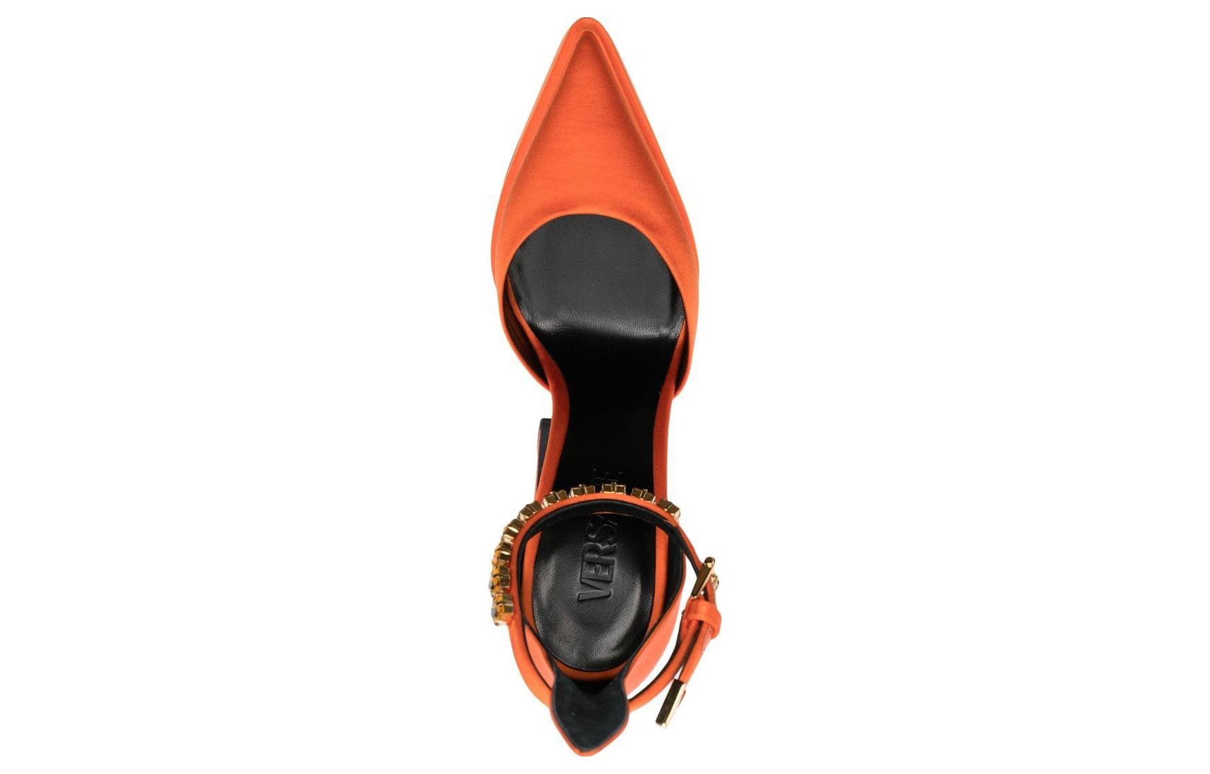 (W) Versace Buckle Pointed-Toe 'Orange Chunky Heel' 圖 3