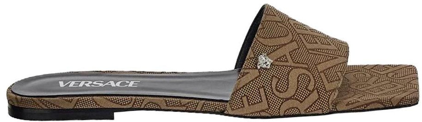 (Women) Versace Canvas Flat Mule 'Brown' 1010948-1A07931_2N240 Order (Women) Versace Canvas Flat Mule 'Brown' 1010948-1A07931_2N240