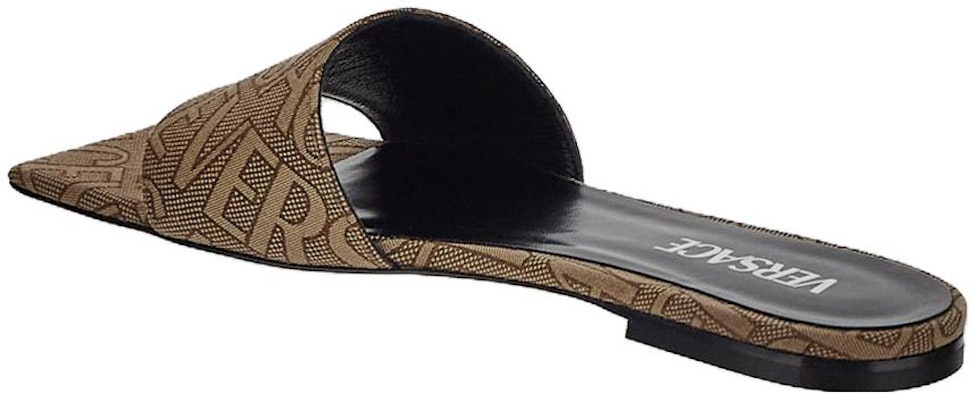 (Women) Versace Canvas Flat Mule 'Brown' 1010948-1A07931_2N240 Shop (Women) Versace Canvas Flat Mule 'Brown' 1010948-1A07931_2N240