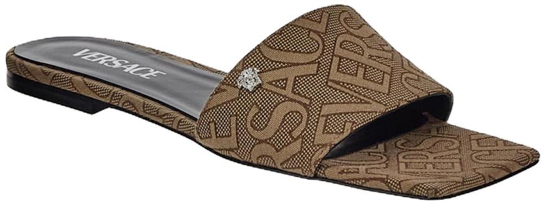 (W) ヴェルサーチ キャンバス フラットミュール (ブラウン) 1010948-1A07931_2N240 Order (W) ヴェルサーチ キャンバス フラットミュール (ブラウン) 1010948-1A07931_2N240