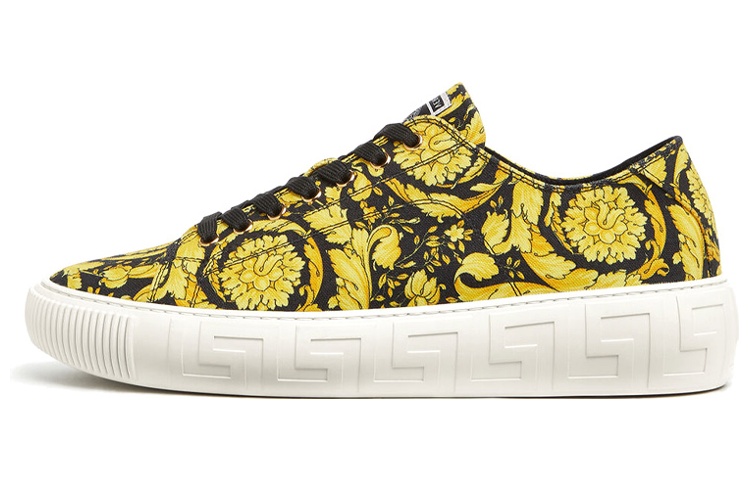 (W) Versace Canvas Lace-Up Sneakers 'Black Yellow'
