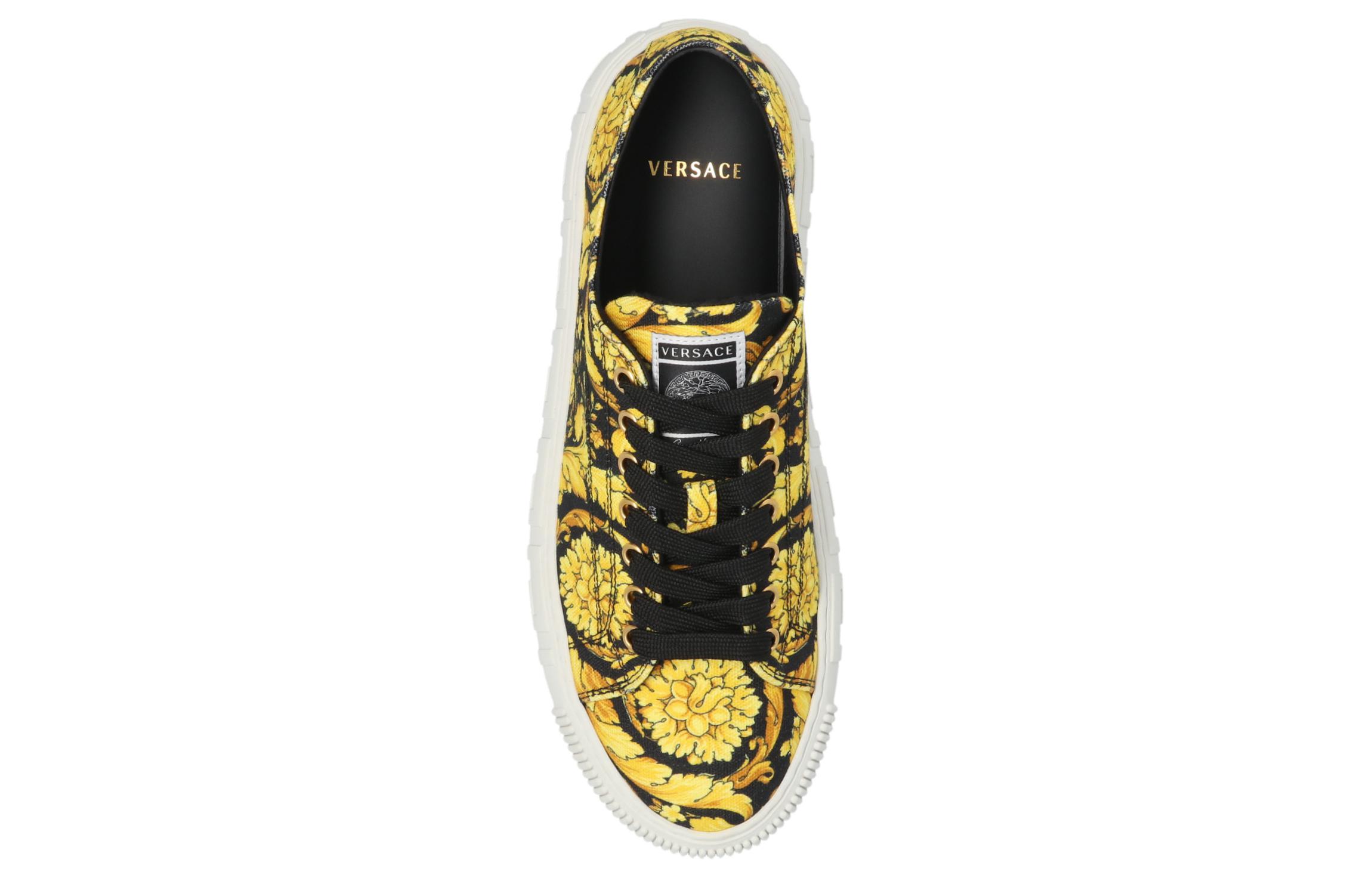 (W) Versace Canvas Lace-Up Sneakers 'Black Yellow' 圖 4