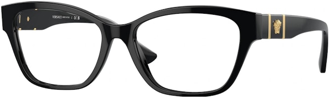 (Women) VERSACE Cat-Eye Acetate Optical Glasses for Women - Black with Logo Temples. VE3344GB1 (Women) VERSACE Cat-Eye Acetate Optical Glasses for Women - Black with Logo Temples. VE3344GB1