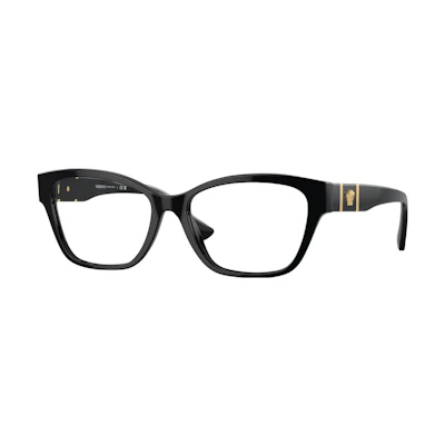 (Women) VERSACE Cat-Eye Acetate Optical Glasses for Women - Black with Logo Temples. VE3344GB1