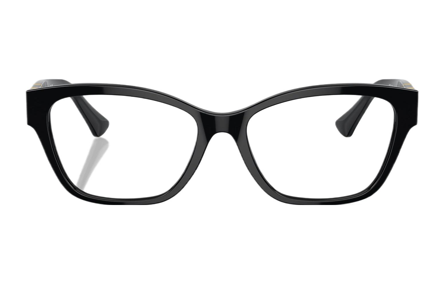 Lookbook (Women) VERSACE Cat-Eye Acetate Optical Glasses for Women - Black with Logo Temples. VE3344GB1