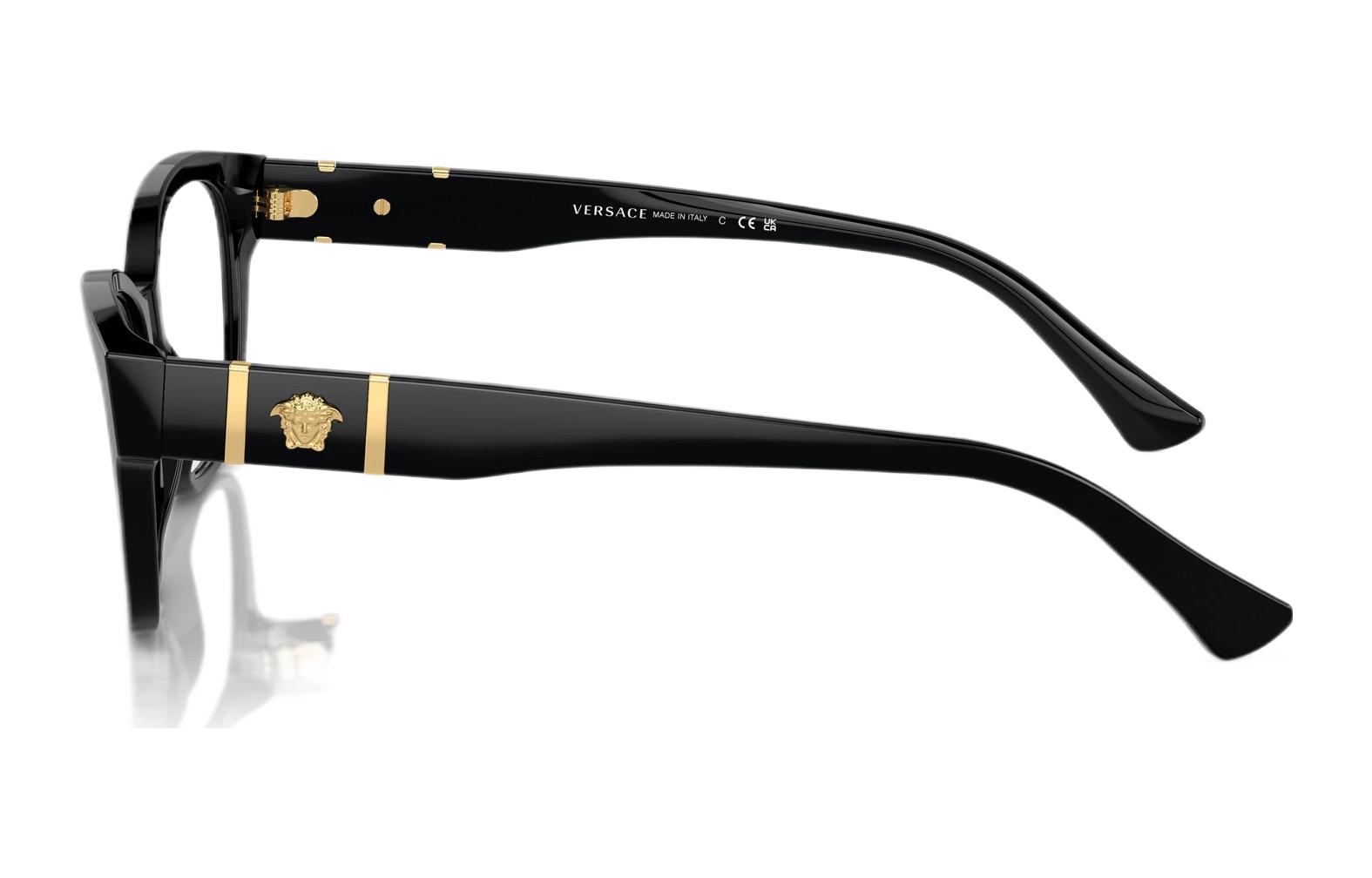 Shop (Women) VERSACE Cat-Eye Acetate Optical Glasses for Women - Black with Logo Temples. VE3344GB1
