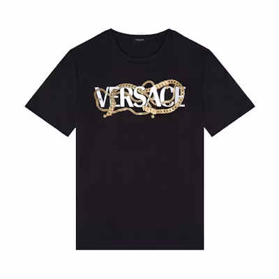 (Women) VERSACE Chain Cotton Short Sleeve T-Shirt Women Black 1004153-1A02991-2B070