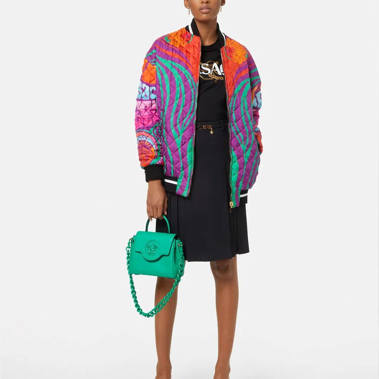 Lookbook (W) ヴェルサーチ チェーン コットン 半袖 Tシャツ レディース ブラック 1004153-1A02991-2B070