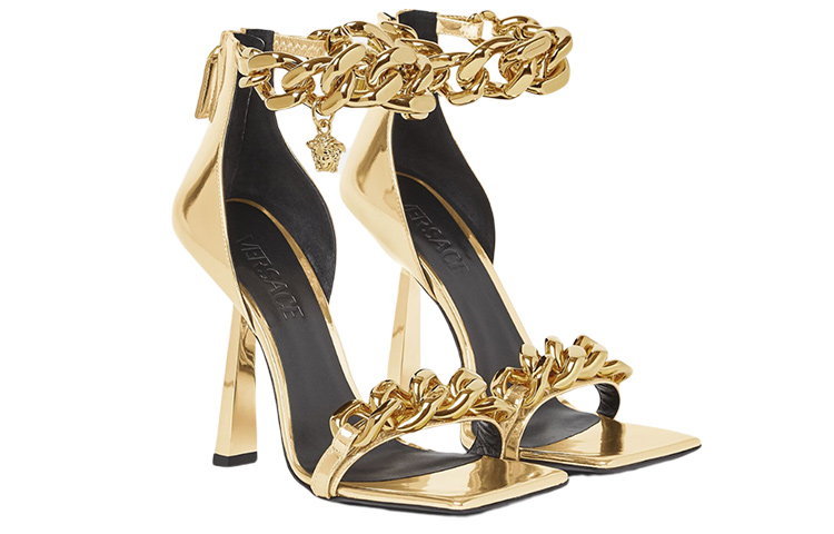 (W) Versace Chain Leather Sandals 'Gold' 圖 5