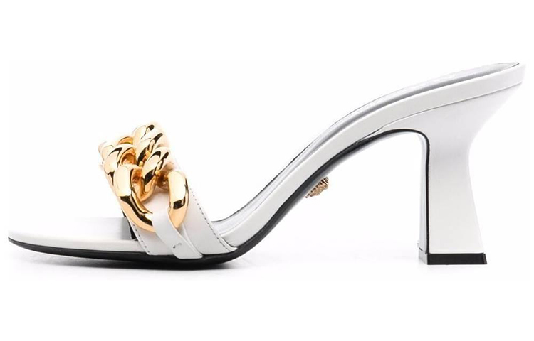 (Women) Versace Chain Mid-Heel Mule 'White Leather' 1003334DVT2P1W00V