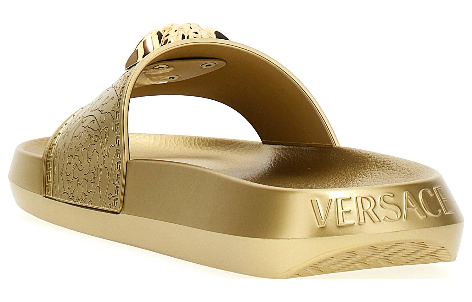 (W) Versace CMFT Slide Sandals 'Gold' 圖 4