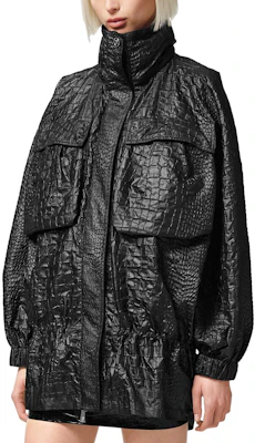 (W) 范思哲黑色亮面鳄鱼纹长袖立领外套 1012009-1A09081-1B000 Purchase (W) 范思哲黑色亮面鳄鱼纹长袖立领外套 1012009-1A09081-1B000