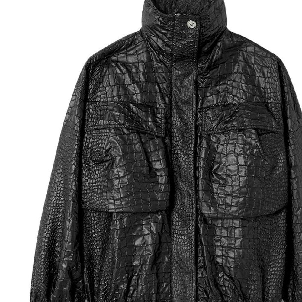 Sizing (W) 范思哲黑色亮面鳄鱼纹长袖立领外套 1012009-1A09081-1B000