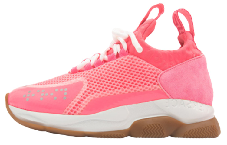 (Women) VERSACE Cross Chainer Pink Mesh Leather Casual Mid-Top Sneakers DSR857G-D23TG_DF5