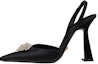 Buy (W) Versace Crystal La Medusa 110mm Slingback Pam Sepatu Hitam Satin. 1001207-1A00619_1B000