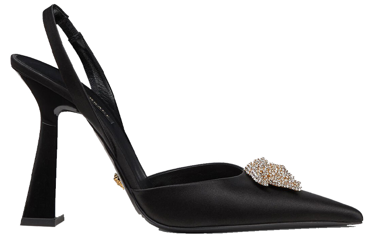 Order VERSACE 范思哲 La Medusa 緞面露跟高筒鞋 女款 黑色