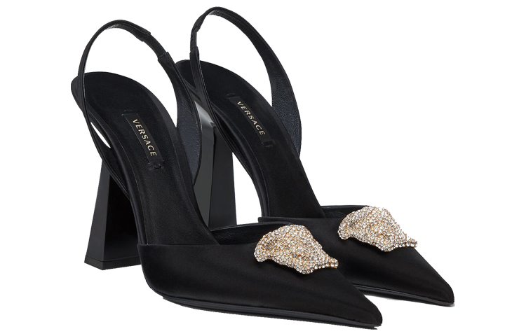 Lookbook VERSACE 范思哲 La Medusa 緞面露跟高筒鞋 女款 黑色