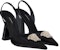 (W) Versace Crystal La Medusa 110mm Slingback Pam Sepatu Hitam Satin. 1001207-1A00619_1B000