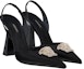 Lookbook (W) Versace Crystal La Medusa 110mm Slingback Pam Sepatu Hitam Satin. 1001207-1A00619_1B000