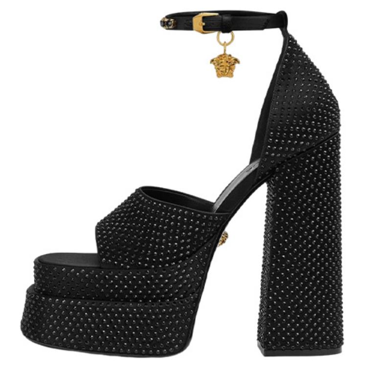 (W) Versace Crystal Slide 'Black Fashion'