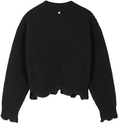(W) VERSACE Sweater Hitam Lengan Panjang Kesan Lusuh Knit Pullover 1012119-1A08746-1B000 Lookbook (W) VERSACE Sweater Hitam Lengan Panjang Kesan Lusuh Knit Pullover 1012119-1A08746-1B000