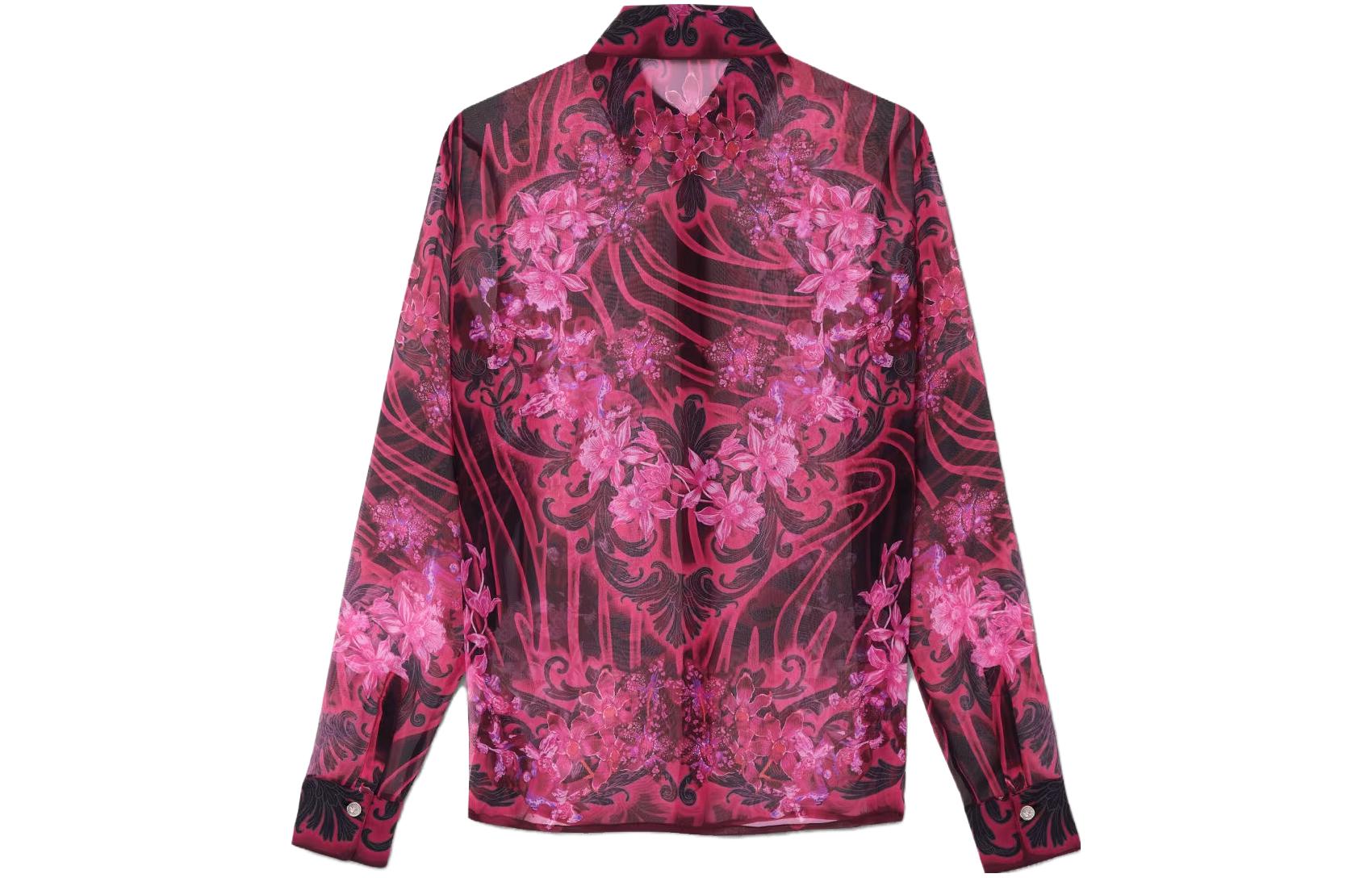 Lookbook (W) 范思哲紫紅色花卉印花單排扣長袖襯衫女款 1008228-1A07392-5BA50