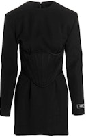 (Women) VERSACE FW22 Black Long Sleeve Fitted Waist Midi Dress 1006880-1A05161-1B000 (Women) VERSACE FW22 Black Long Sleeve Fitted Waist Midi Dress 1006880-1A05161-1B000