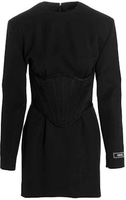 (Women) VERSACE FW22 Black Long Sleeve Fitted Waist Midi Dress 1006880-1A05161-1B000 Order (Women) VERSACE FW22 Black Long Sleeve Fitted Waist Midi Dress 1006880-1A05161-1B000
