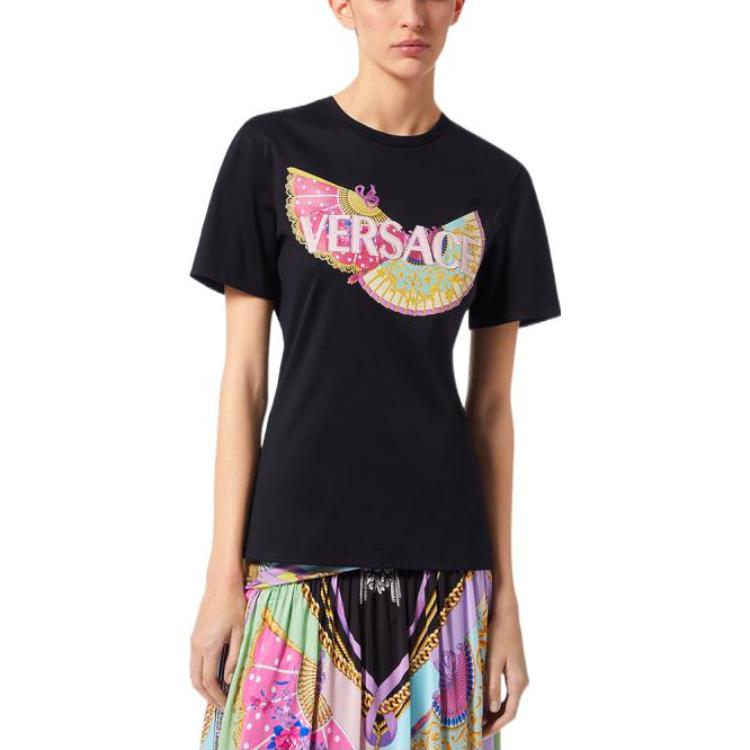(Women) VERSACE FW22  Black Printed Crew Neck T-Shirt 1006536-1A04552-1B000 圖 4