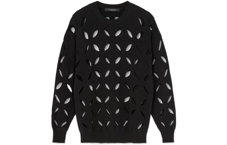 (Women) VERSACE FW22  Black Solid Color Knit Pullover Sweater. 1007489-1A05337-1B000 圖 2