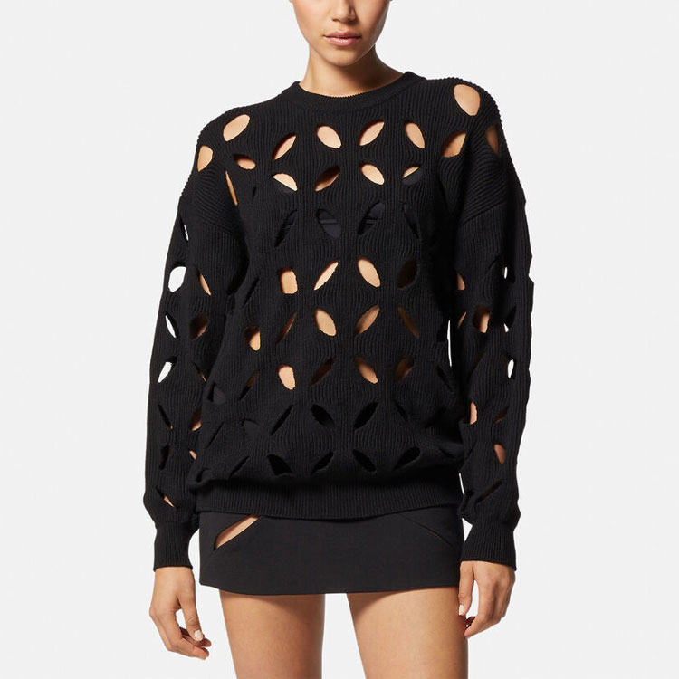 (Women) VERSACE FW22  Black Solid Color Knit Pullover Sweater. 1007489-1A05337-1B000 圖 4