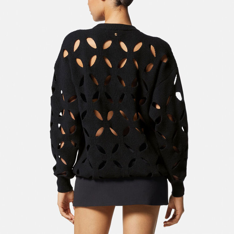 (Women) VERSACE FW22  Black Solid Color Knit Pullover Sweater. 1007489-1A05337-1B000 圖 5