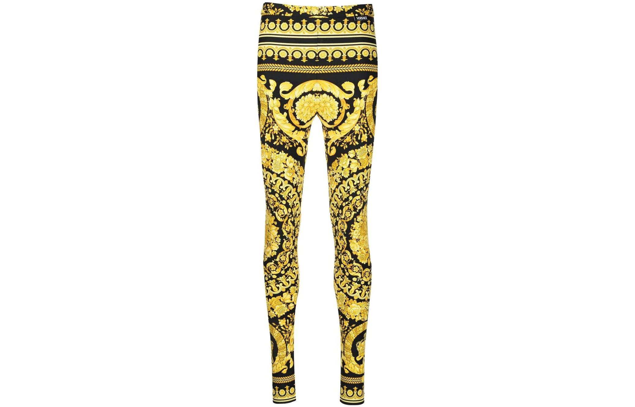 Order (Women) VERSACE FW22  Gold Geometric Pattern Jacquard Mid-Waist Leggings 1003900-1A04239-5B000