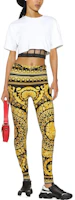 Lookbook (Women) VERSACE FW22 Gold Geometric Pattern Jacquard Mid-Waist Leggings 1003900-1A04239-5B000