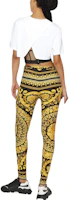 Shop (Women) VERSACE FW22 Gold Geometric Pattern Jacquard Mid-Waist Leggings 1003900-1A04239-5B000