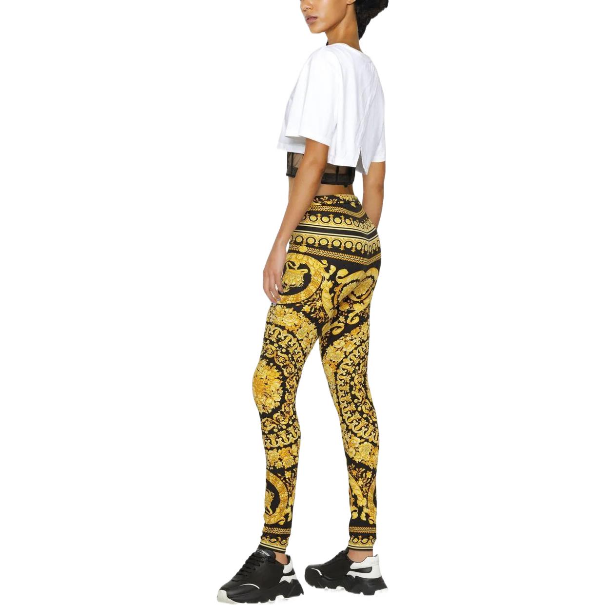 Purchase (Women) VERSACE FW22  Gold Geometric Pattern Jacquard Mid-Waist Leggings 1003900-1A04239-5B000