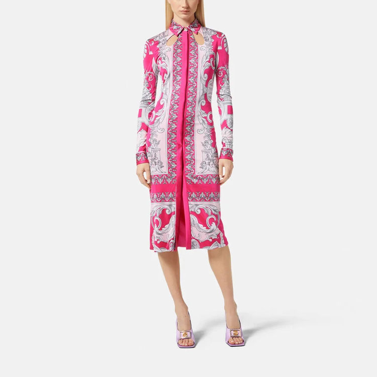 Lookbook (W) Versace FW22 巴洛克印花長袖襯衫洋裝 女士粉紅色 1005901-1A04413-5P470