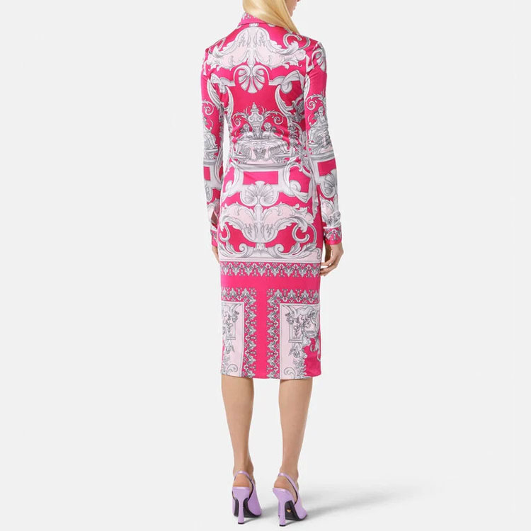 Shop (W) Versace FW22 巴洛克印花長袖襯衫洋裝 女士粉紅色 1005901-1A04413-5P470